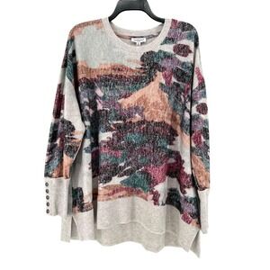 Westbound Sweater Womens 1X Abstract Print Long‎ Sleeve Pullover Top Plus Size